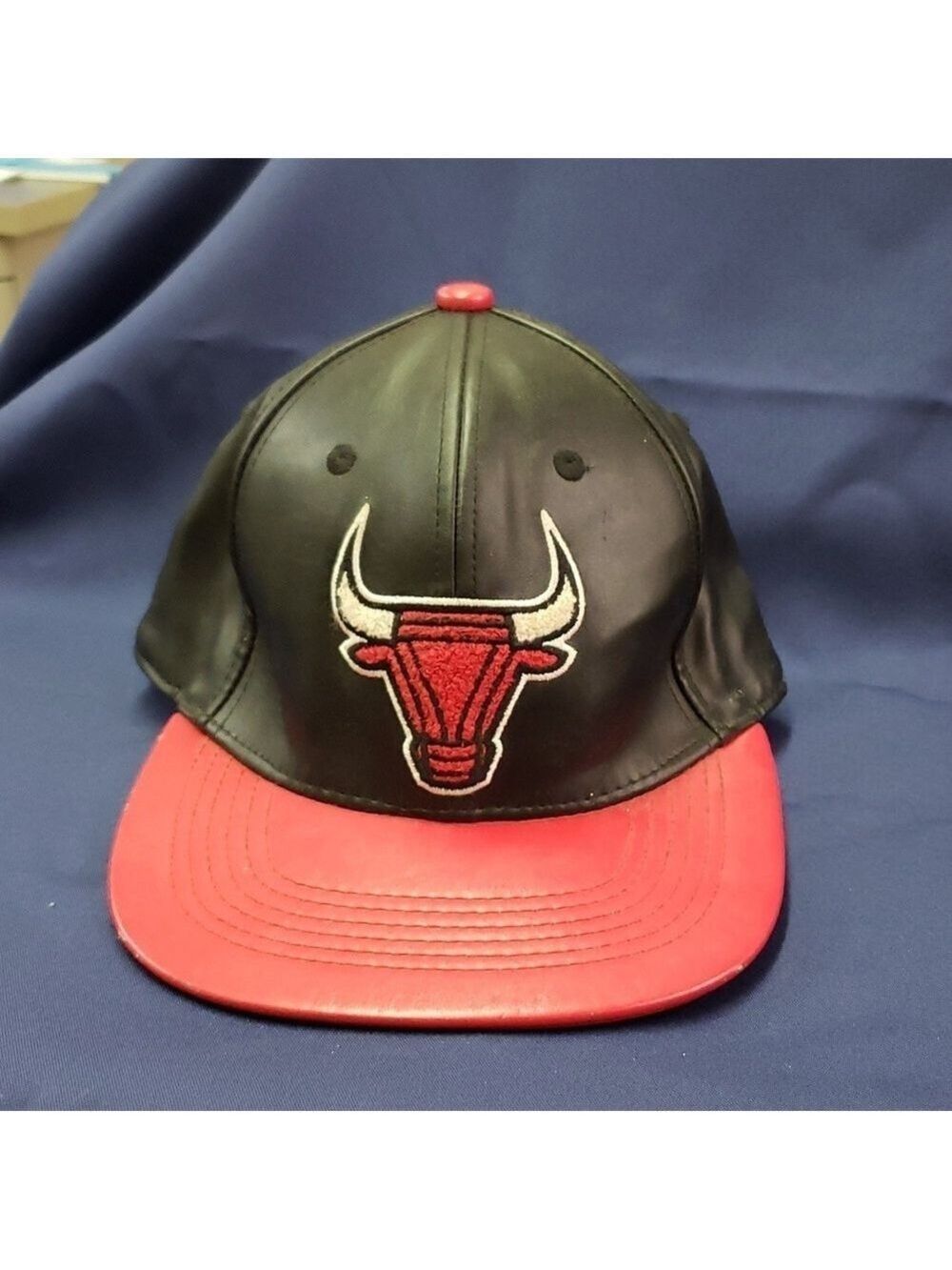 HUGE Headwear Chicago Bulls New Era NBA Black Faux Leather hat